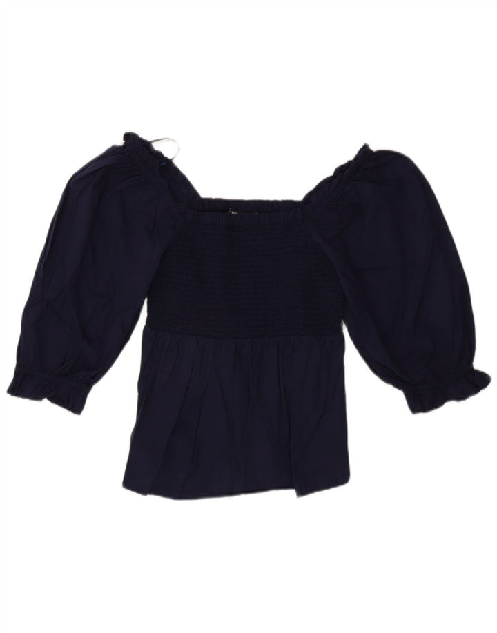 Marks & Spencer - Top corto con maniche a 3/4 da donna, UK 8, piccolo, blu navy