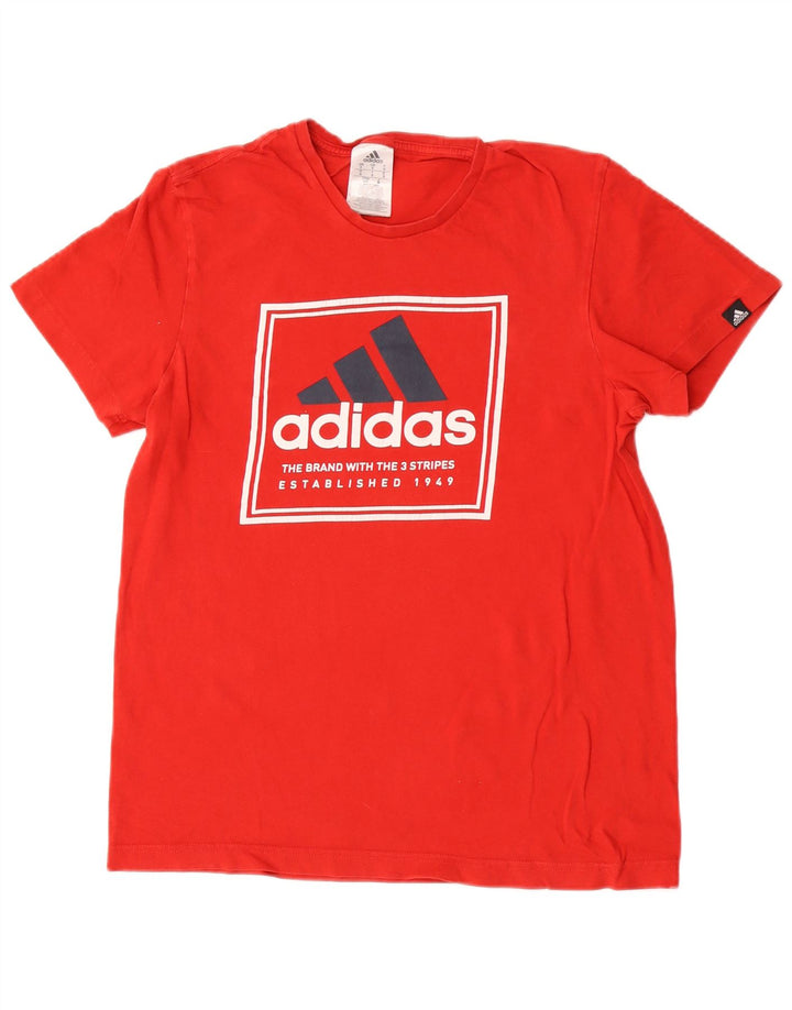 T-shirt grafica da uomo Adidas Top piccola in cotone rosso