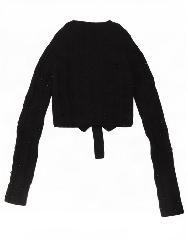Maglione corto con scollo a barca da donna Zara UK 8 piccolo acrilico nero