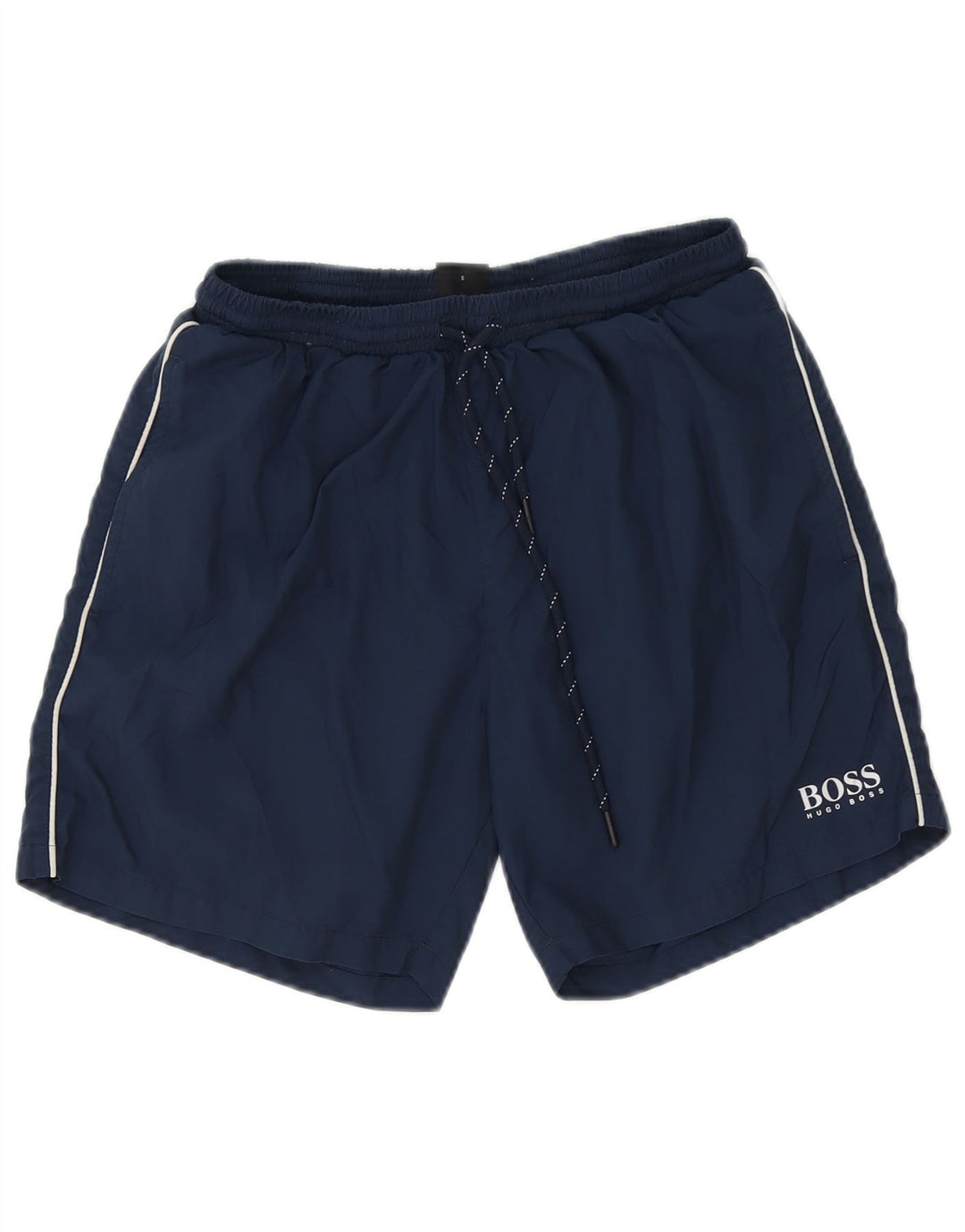 Pantaloncini da bagno da uomo Hugo Boss piccoli in poliestere blu navy