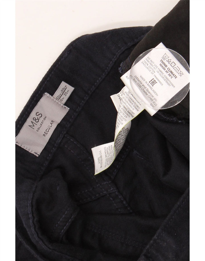 MARKS & SPENCER Jeans dritti da uomo vestibilità regolare W40 L35 cotone blu navy