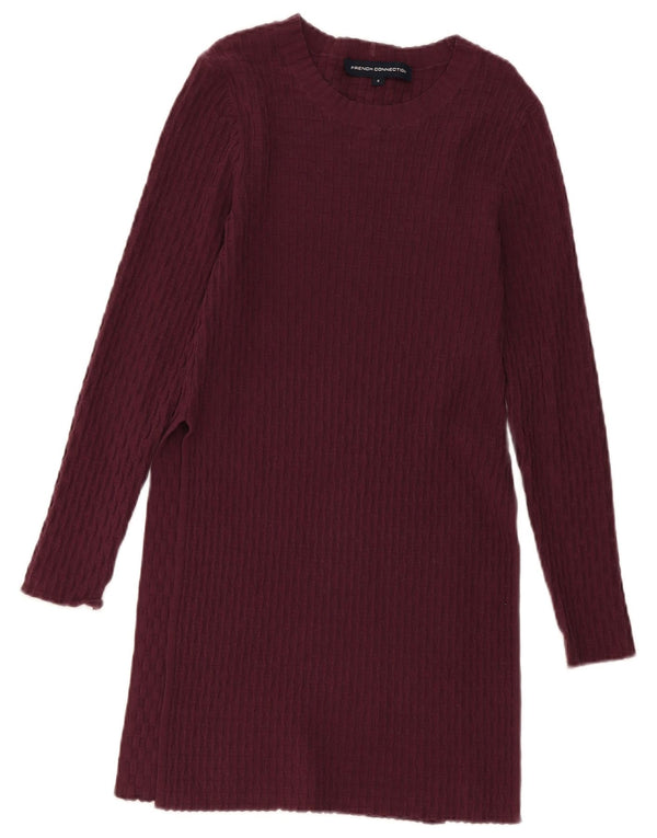 Abito maglione a maniche lunghe da donna French Connection UK 10 piccolo bordeaux