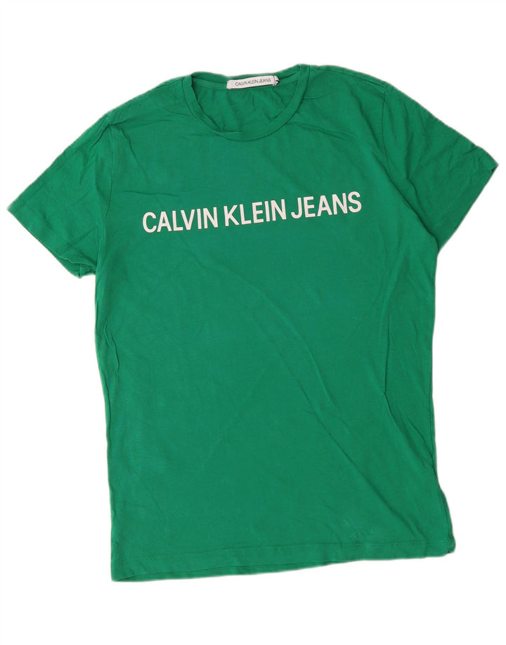 Maglietta grafica da uomo Calvin Klein Jeans Top in cotone verde medio