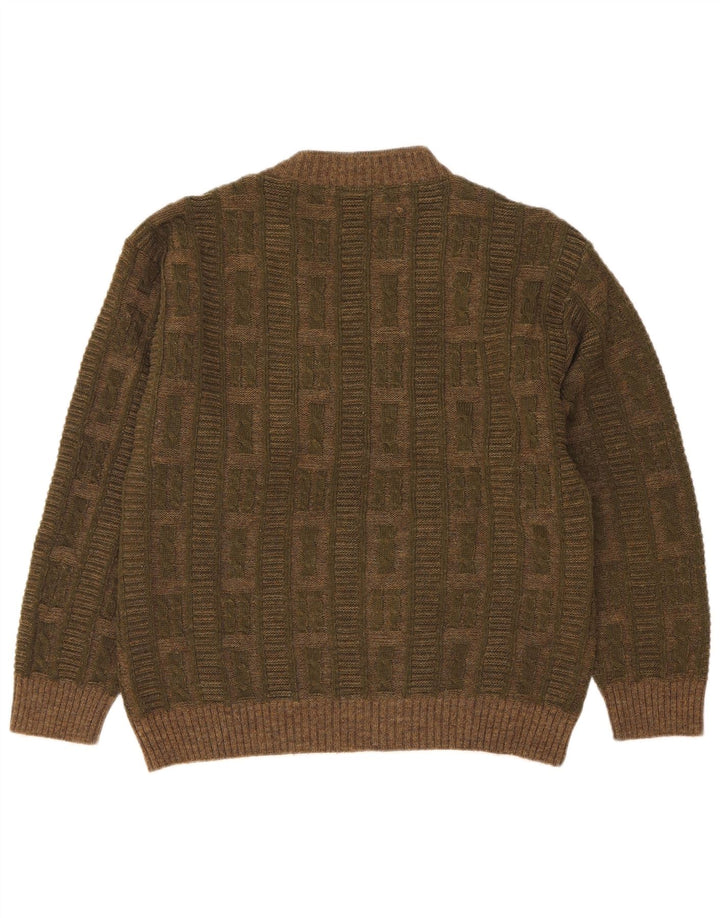 Dei Massimi Mens Maglione a V Collo IT 48 Medio Khaki Rombi/Argyle