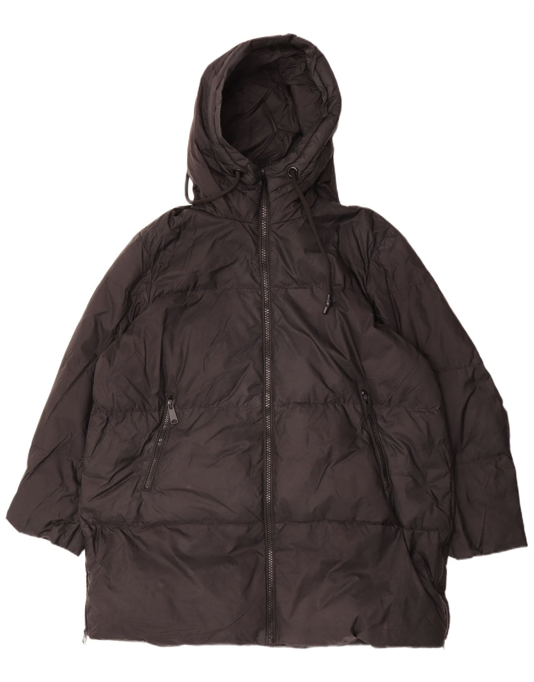 Cappotto imbottito oversize con cappuccio da donna Zara UK 14 medio nero in poliammide