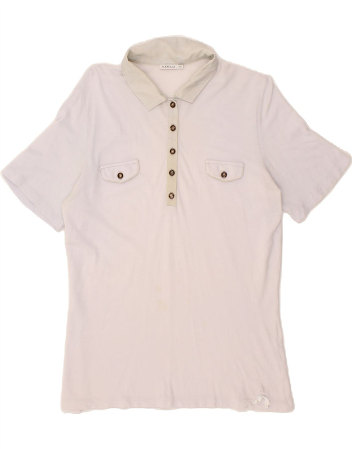 MARELLA Womens Polo Shirt UK 20 2XL White Vintage Marella and Second-Hand Marella from Messina Hembry 