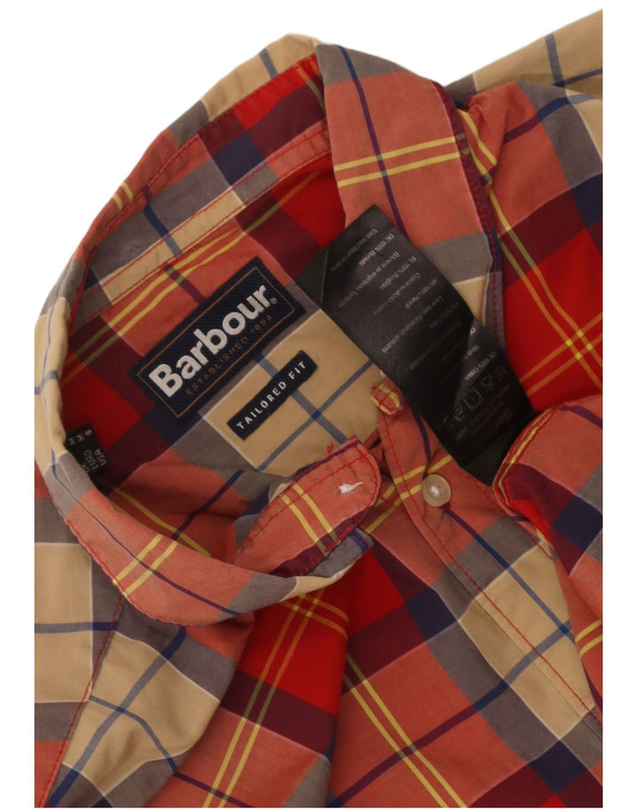 Camicia Barbour da uomo su misura in cotone a quadri rossi medi