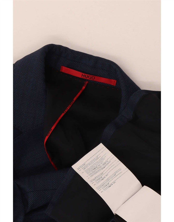 Giacca blazer da uomo a 2 bottoni Hugo Boss EU 46 piccola lana vergine blu navy