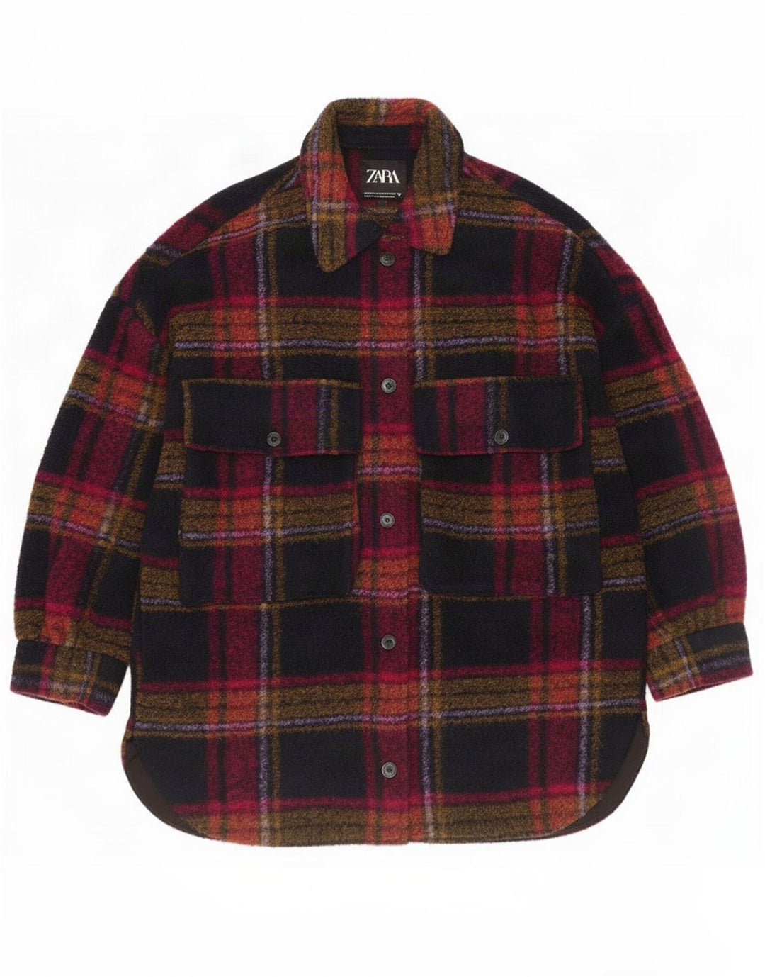 Giacca Shacket oversize da donna Zara UK 14 a quadri multicolore medio