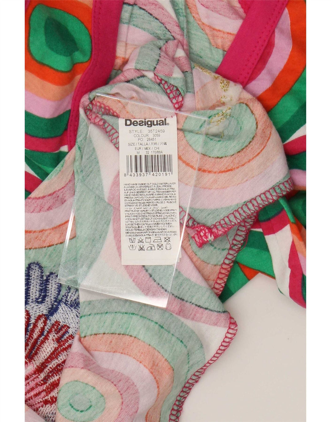 Desigual Womens Graphic Vest Top UK 12 Medium multicolore geometrico