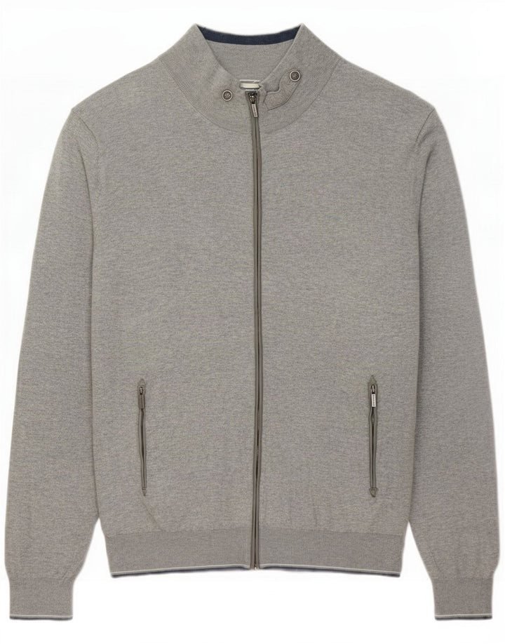 Maglione cardigan da uomo Massimo Dutti XL in cotone grigio