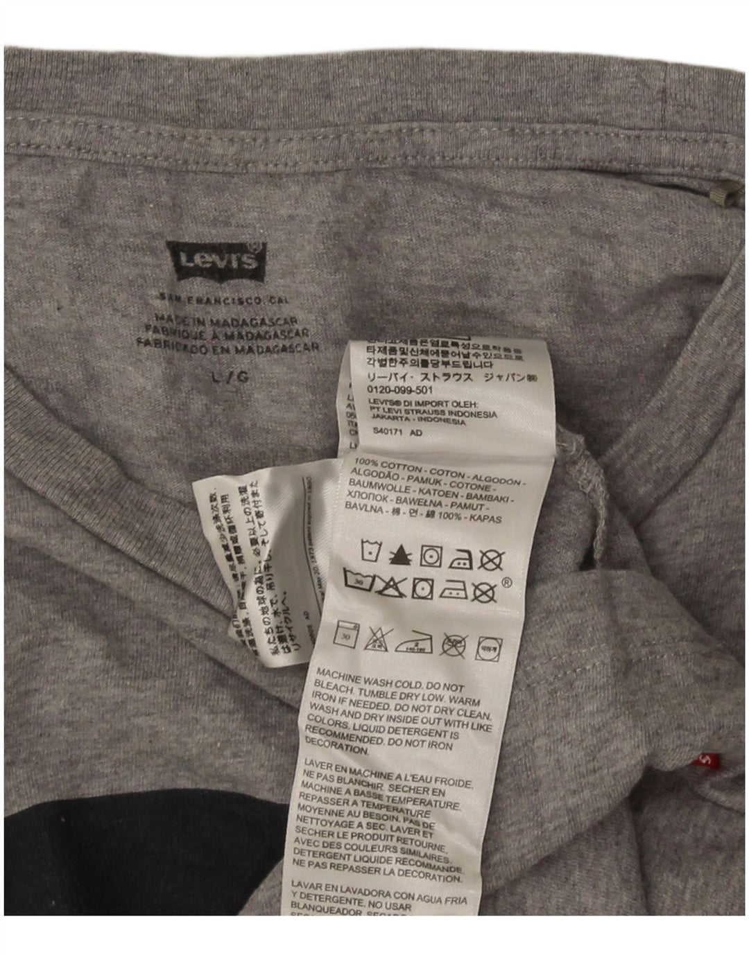 T-shirt grafica da uomo Levi's Top grande in cotone chiazzato grigio