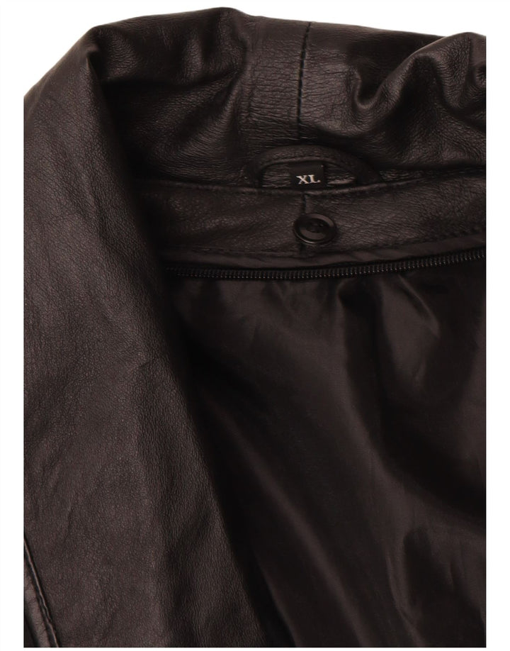 Giacca in pelle vintage da donna UK 18 XL in pelle nera