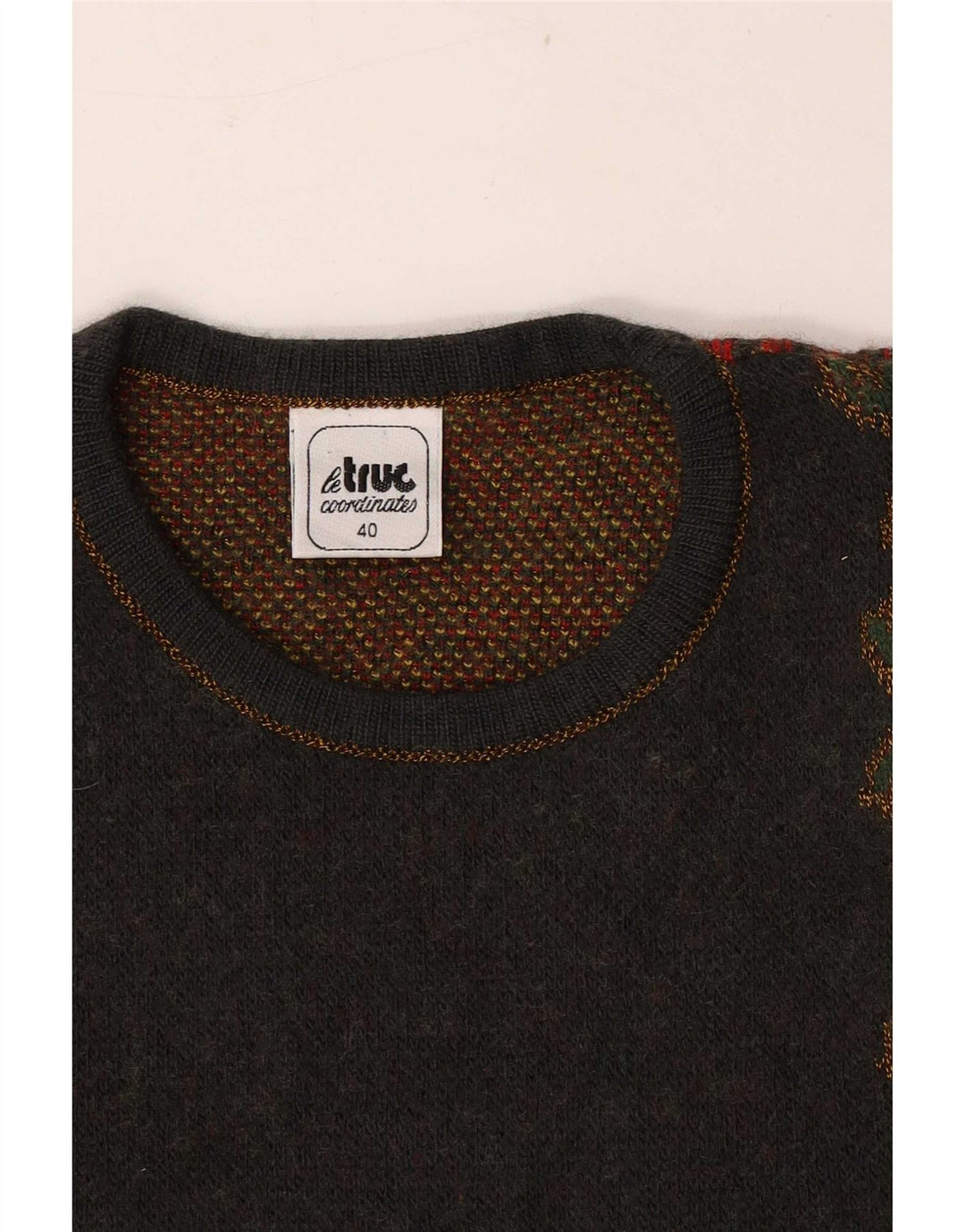 LE TRUC Maglione girocollo con grafica da donna IT 40 Piccolo patchwork grigio