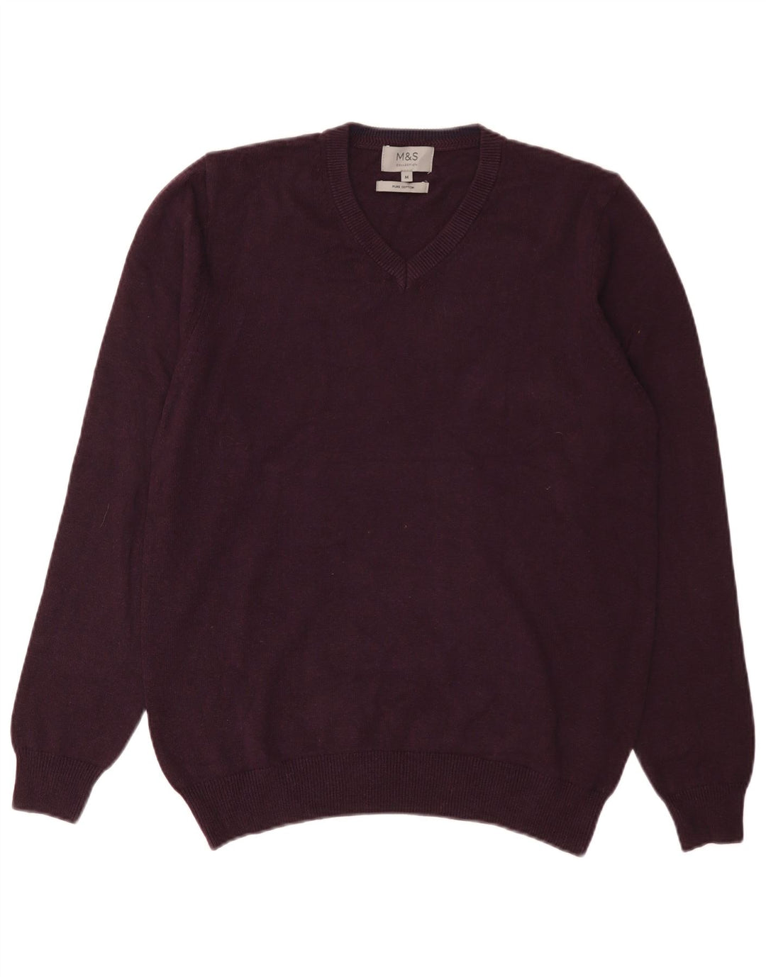 Maglione da uomo con scollo a V Marks & Spencer in cotone viola medio