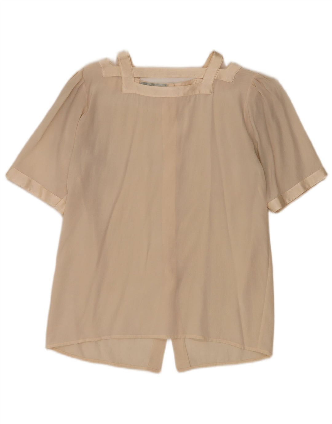 Camicetta camicia a maniche corte da donna vintage UK 12 Beige medio