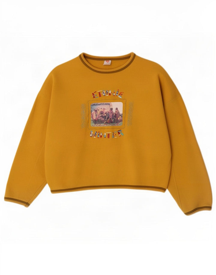 Stefanel Womens Graphic Oversized Sweatshirt Jumper UK 14 Medium Yellow