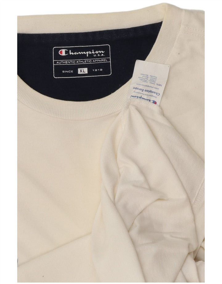 T-shirt grafica da uomo CHAMPION Top XL in cotone bianco