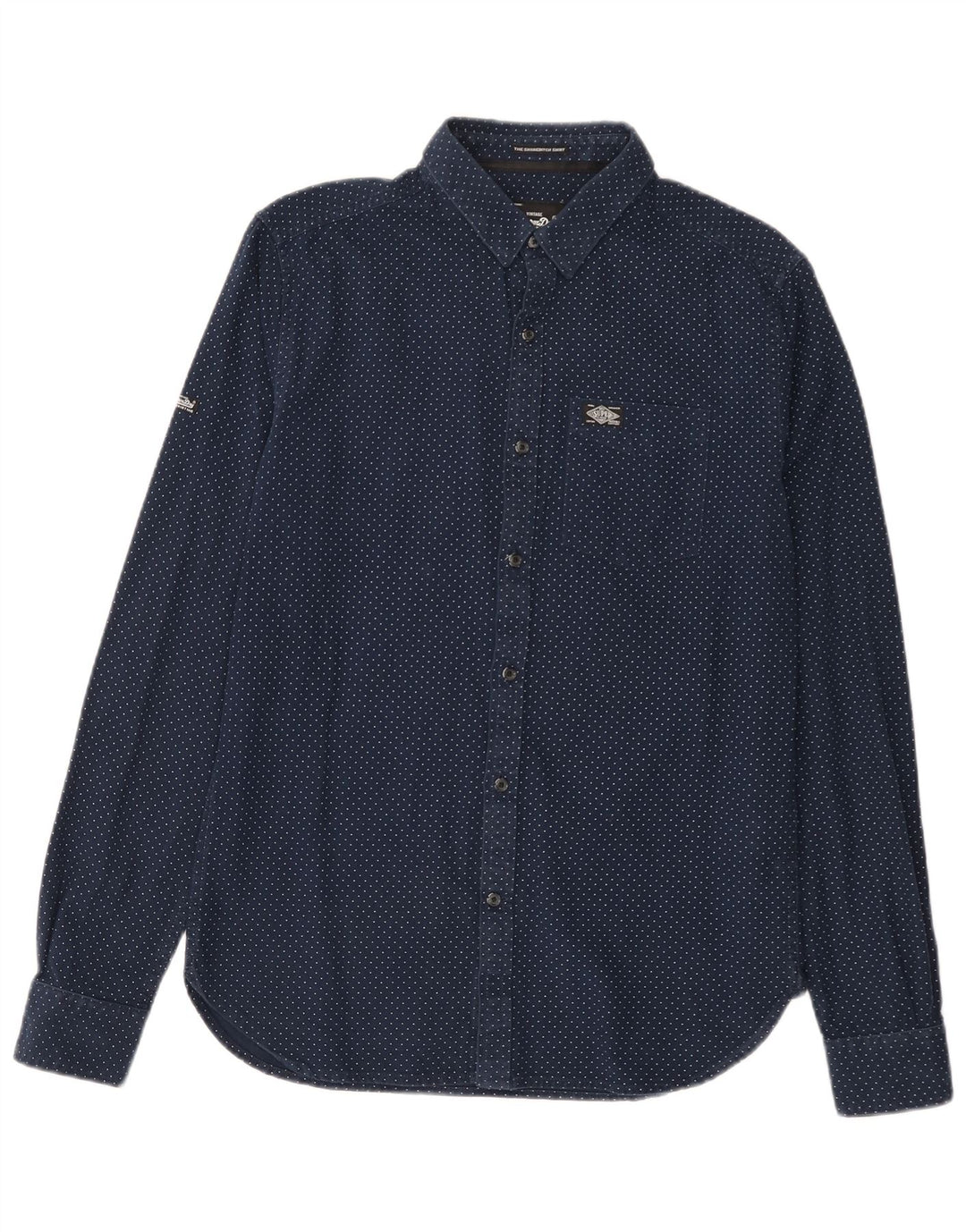 Camicia da uomo SUPERDRY in cotone maculato medio blu navy