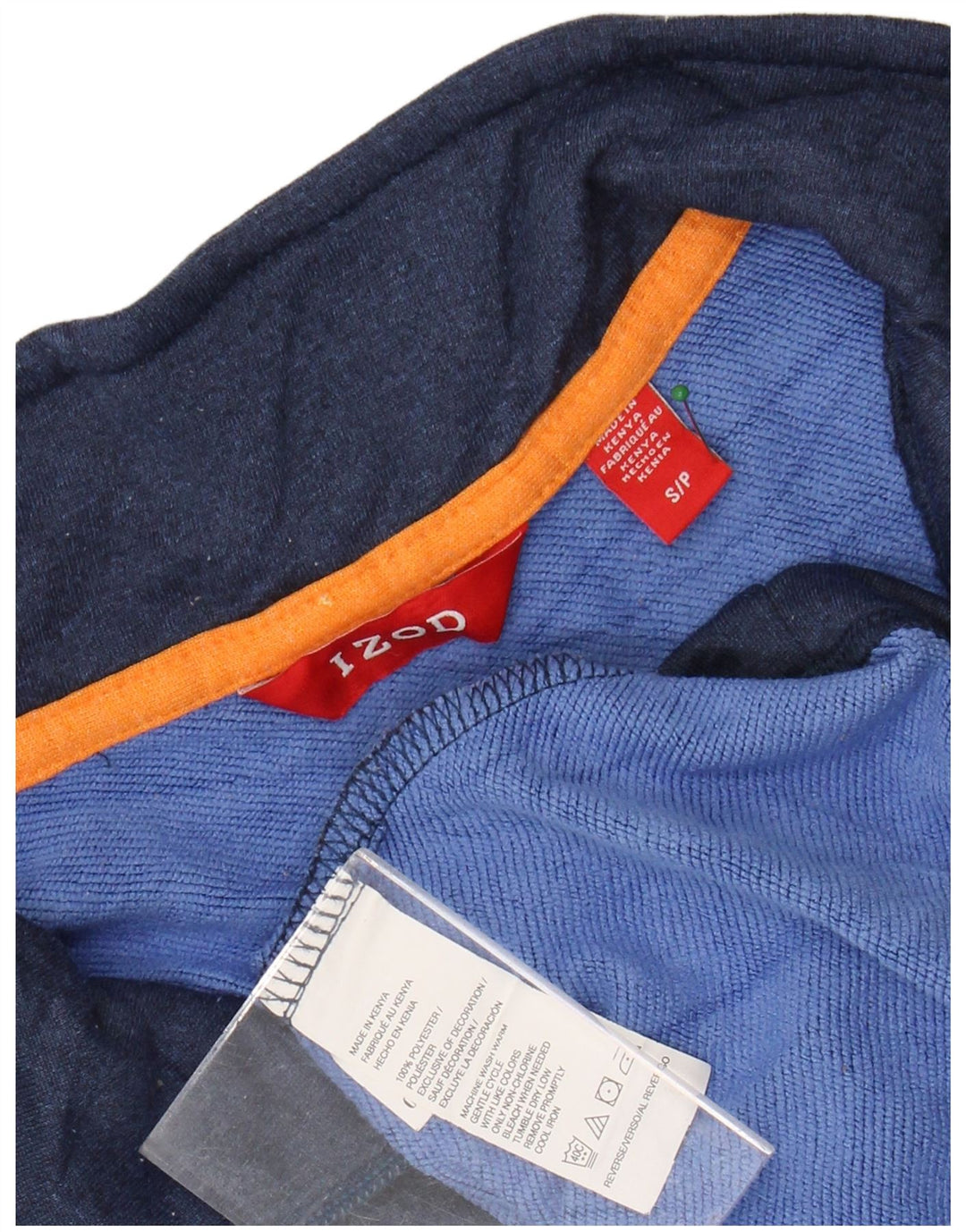 Top Izod da uomo con zip e collo a maniche lunghe piccolo in poliestere blu navy