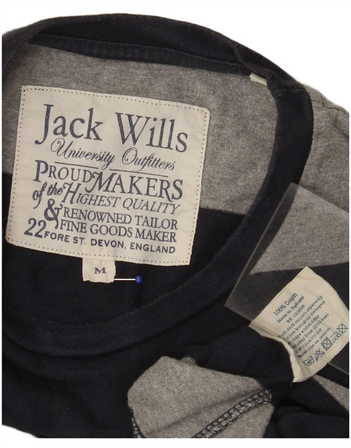 JACK WILLS Top da uomo a maniche lunghe in cotone a righe medie blu navy