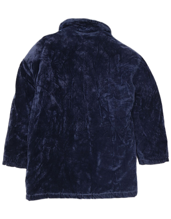 Cappotto giacca a vento oversize in velluto da donna vintage UK 14 blu navy medio