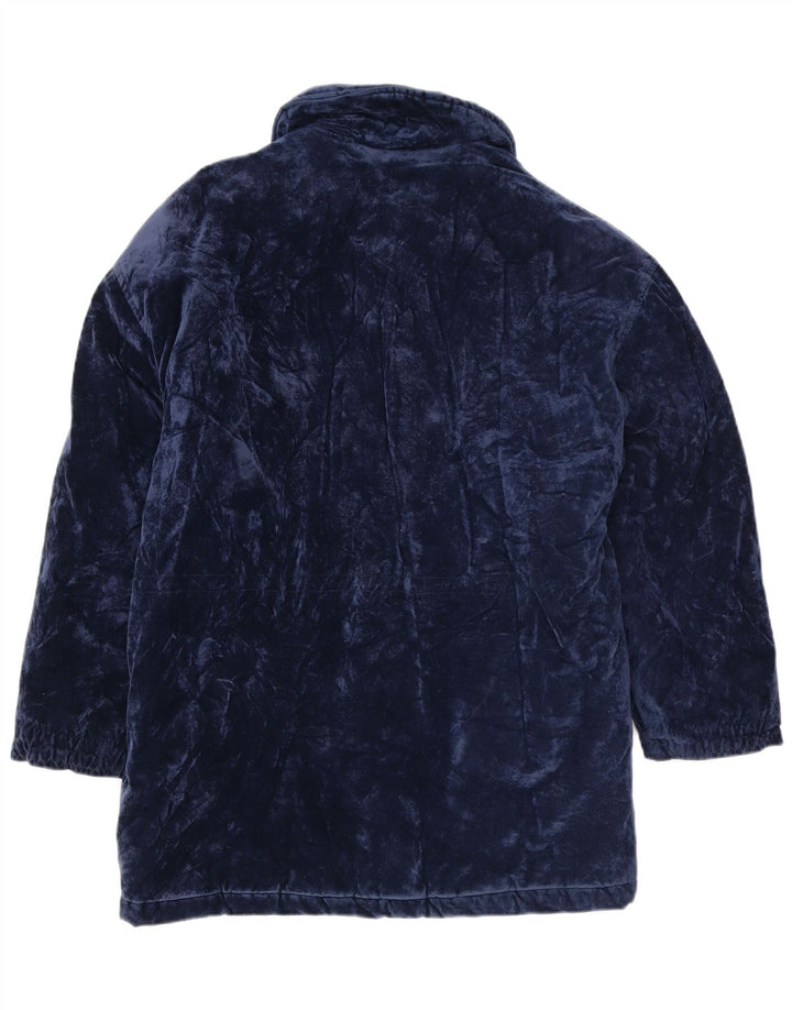 Cappotto giacca a vento oversize in velluto da donna vintage UK 14 blu navy medio