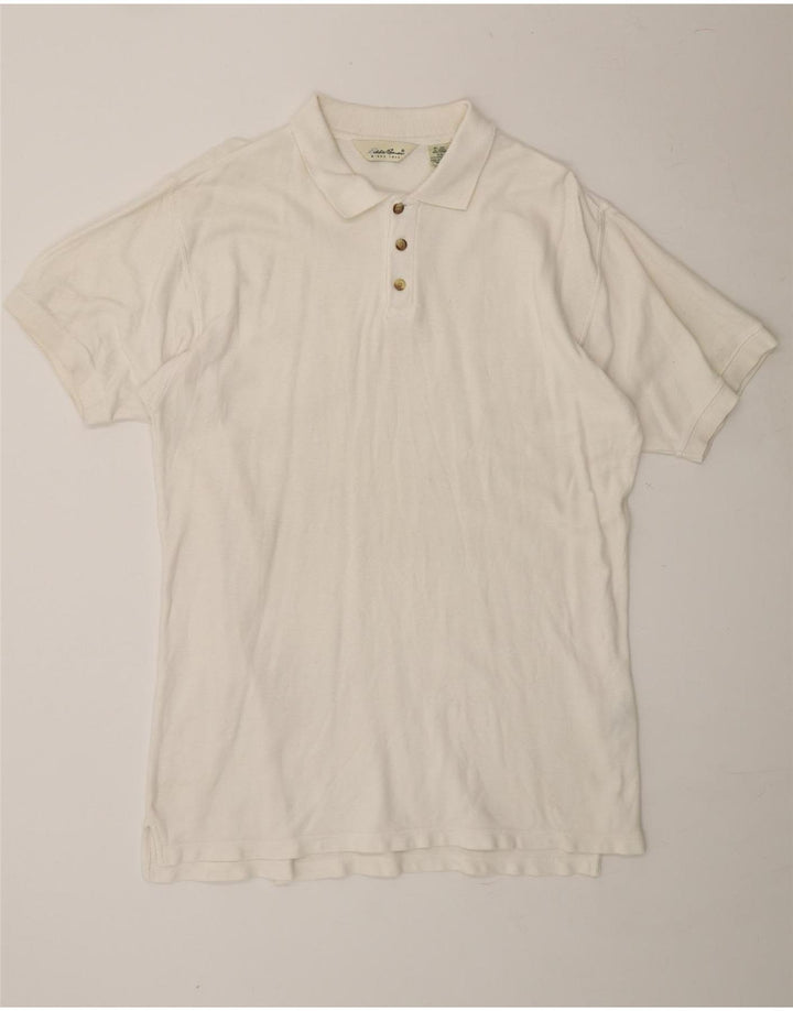 EDDIE BAUER Mens Polo Shirt Medium White Cotton Vintage Eddie Bauer and Second-Hand Eddie Bauer from Messina Hembry 