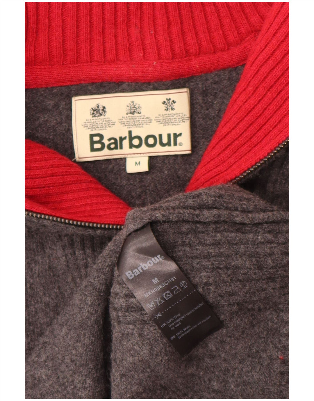 Maglione Barbour da uomo con vestibilità ampia e collo con zip, in lana grigio medio