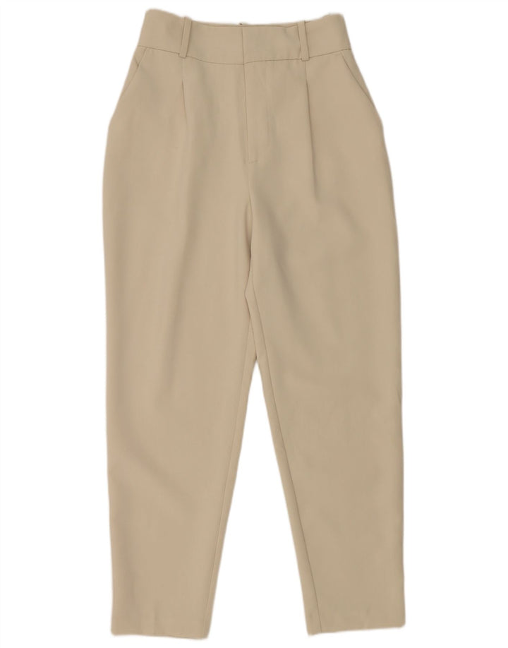 Pantaloni da abito affusolati Zara da donna piccoli W26 L27 poliestere bianco sporco