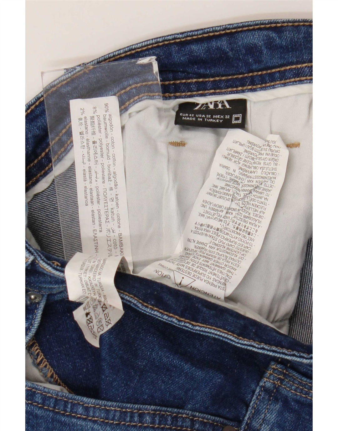Jeans slim da uomo Zara EU 42 Large W32 L29 Cotone blu