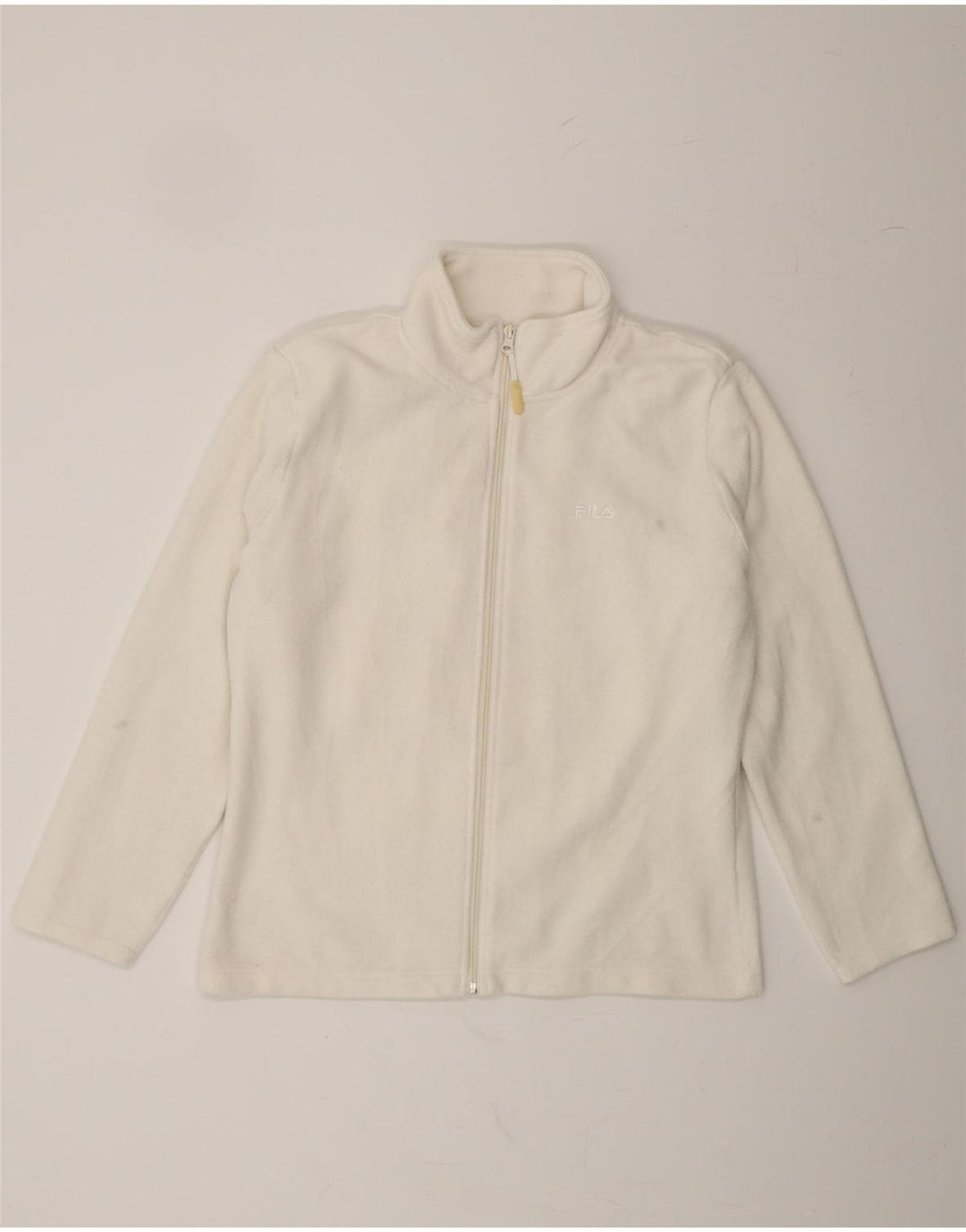 FILA Womens Fleece Jacket UK 14 Large White Polyester Vintage Fila and Second-Hand Fila from Messina Hembry 
