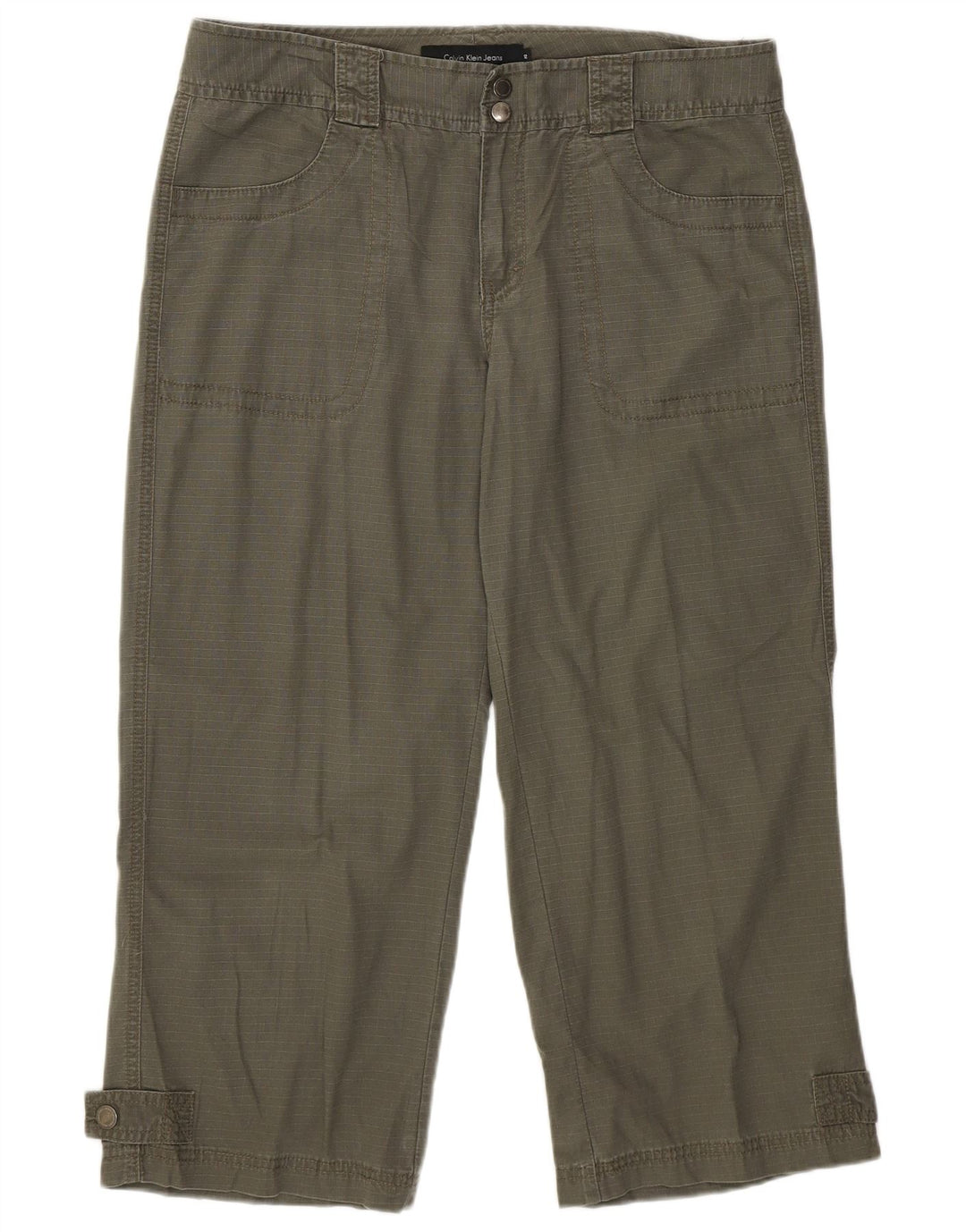 Pantaloni Capri dritti da donna Calvin Klein US 12 Large W34 L23 Cachi