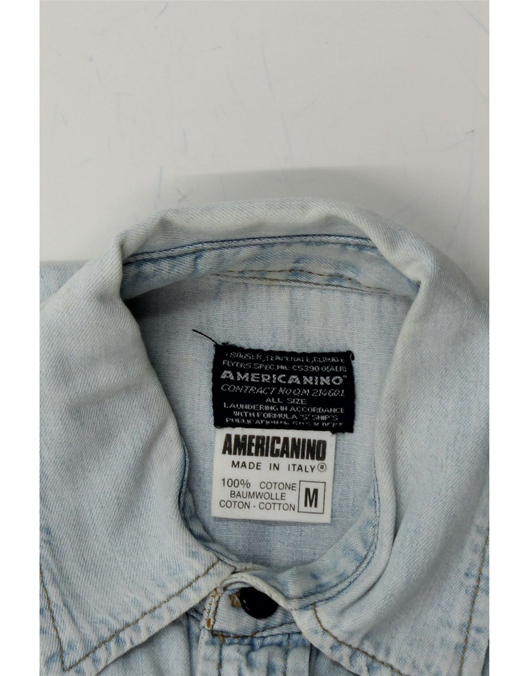 AMERICANINO Mens Denim Shirt Medium Blue Cotton Vintage Americanino and Second-Hand Americanino from Messina Hembry 