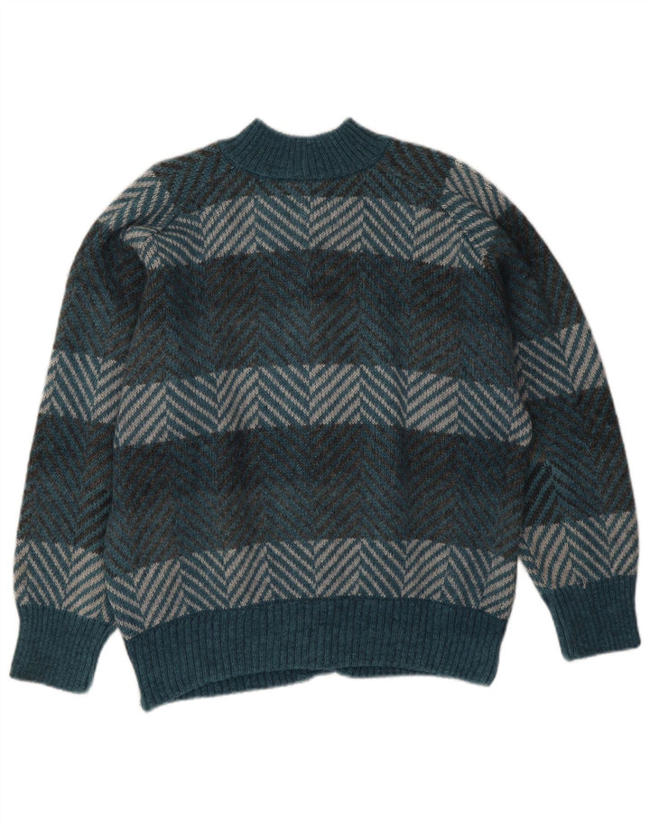 Maglione cardigan da uomo vintage grande Chevron blu