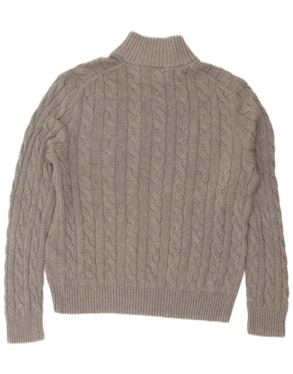 Polo Ralph Lauren Maglione da uomo con zip e collo grande in cotone grigio