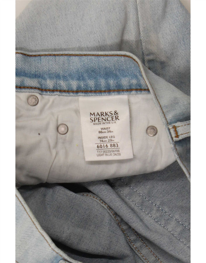 Jeans a gamba larga da donna Marks & Spencer W34 L29 cotone blu