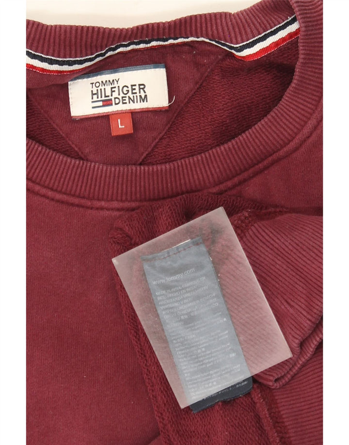 Tommy Hilfiger Uomo Felpa Maglione Grande Borgogna Cotone