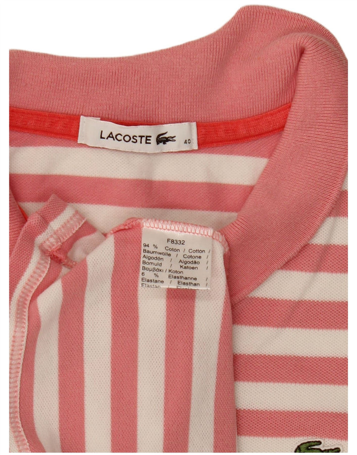 Polo da donna Lacoste taglia 40 cotone a righe rosa medio