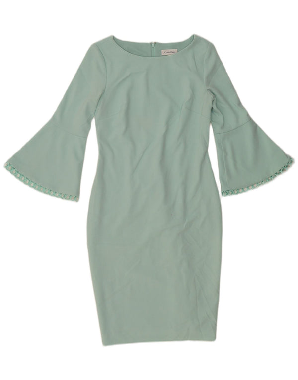 CALVIN KLEIN Abito aderente da donna con maniche a 3/4 US 4 Small Turchese