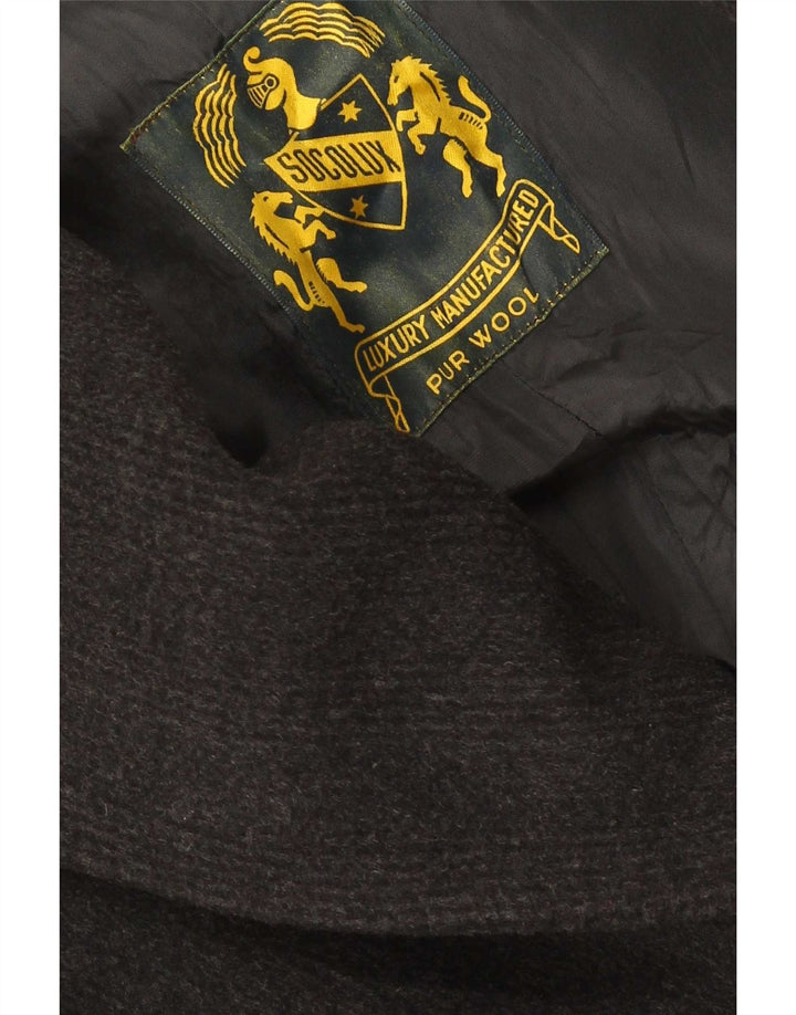Cappotto doppiopetto vintage da uomo UK 38 medio nero in lana vergine