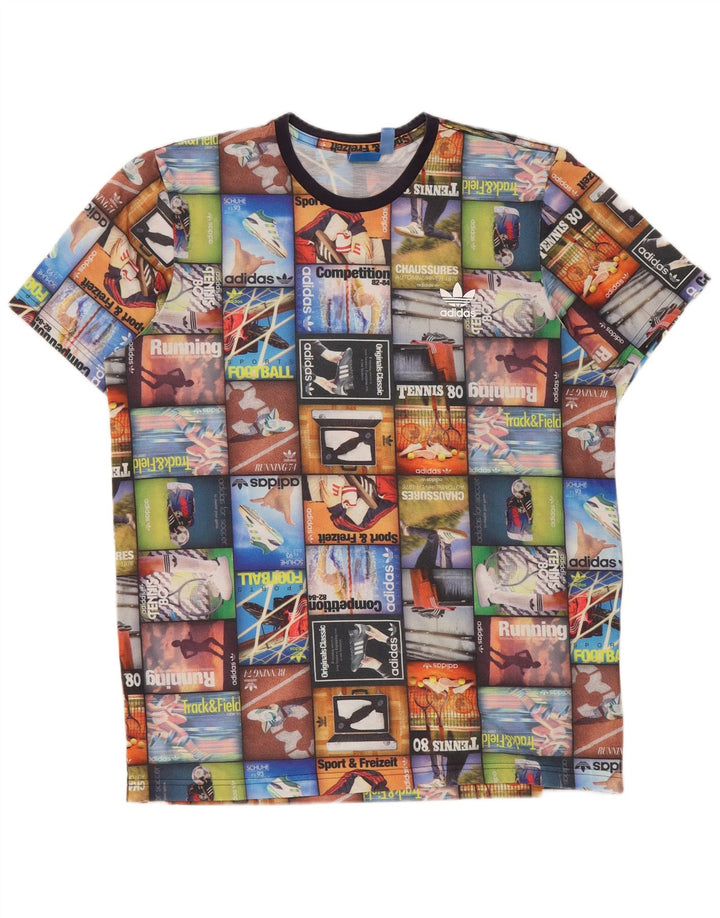 T-shirt grafica da uomo Adidas Top grande in poliestere patchwork multicolore