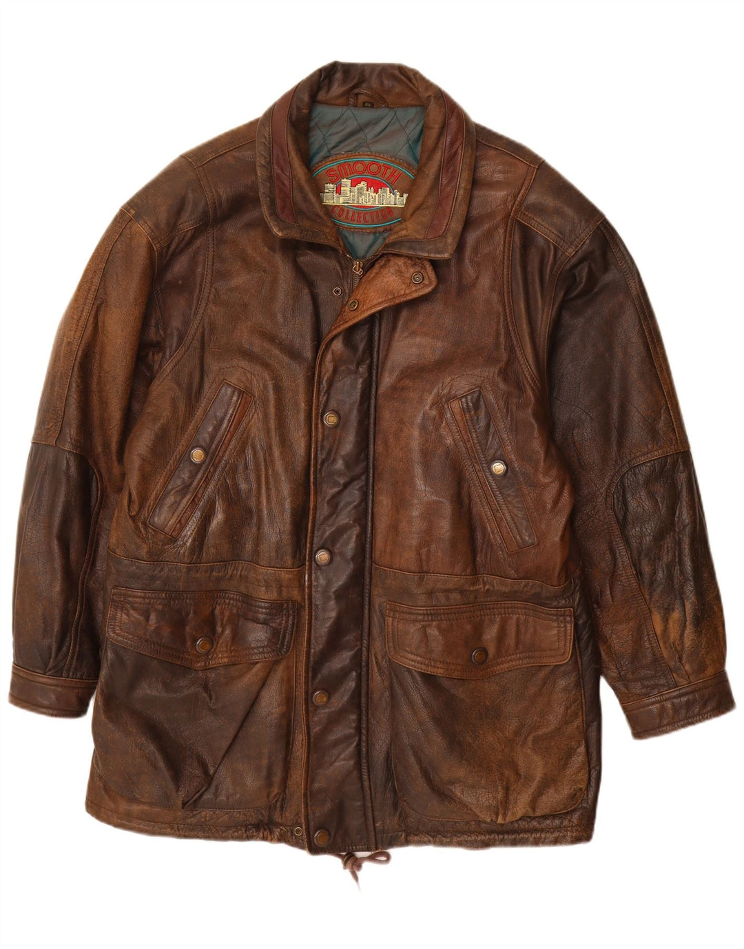 Giacca in pelle vintage da uomo IT 52 XL in pelle marrone