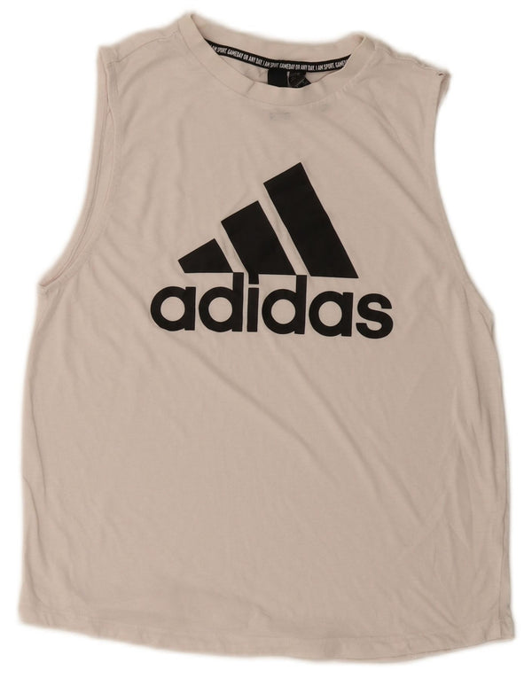 Canotta grafica da donna Adidas UK 8/10 piccola bianca