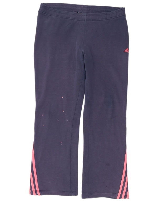 Adidas Womens Tracksuit Trousers UK 14 Large Navy Blue Cotton