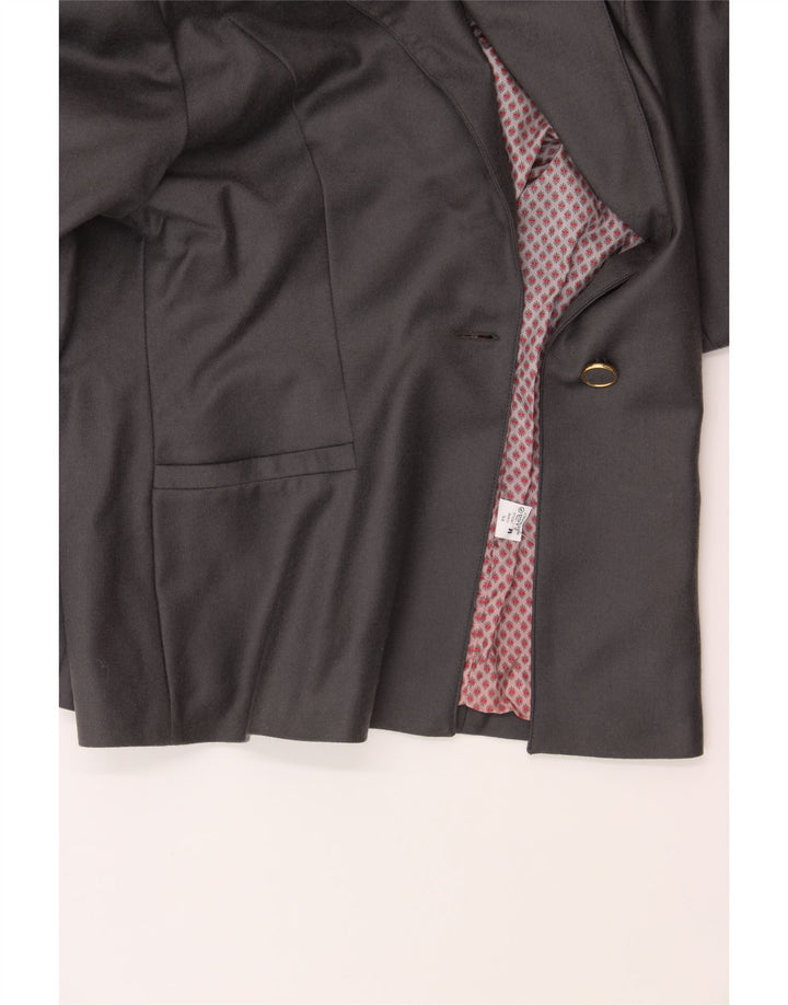 VINTAGE Womens 1 Button Blazer Jacket UK 14 Medium Grey Wool Vintage Vintage and Second-Hand Vintage from Messina Hembry 