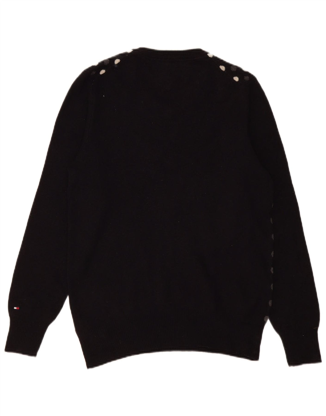 Tommy Hilfiger Maglione da uomo con scollo a V Maglione piccolo in lana d'agnello a pois neri