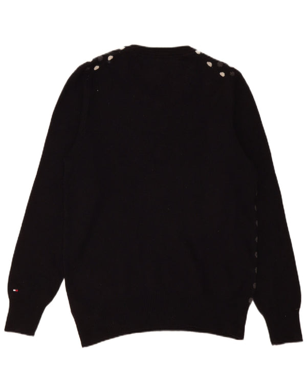 Tommy Hilfiger Maglione da uomo con scollo a V Maglione piccolo in lana d'agnello a pois neri
