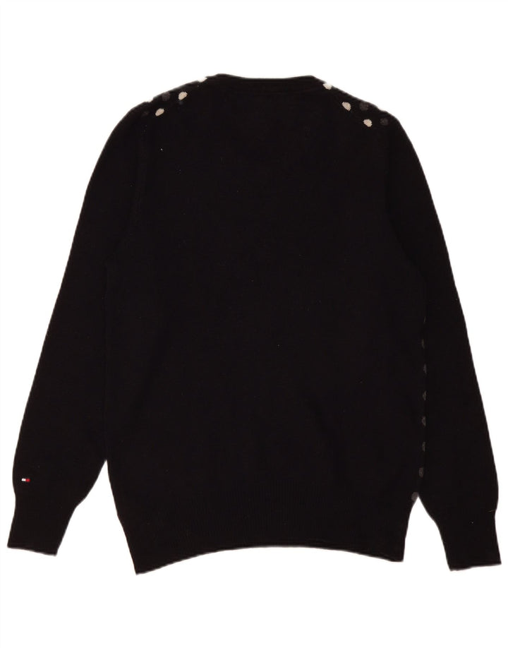 Tommy Hilfiger Maglione da uomo con scollo a V Maglione piccolo in lana d'agnello a pois neri