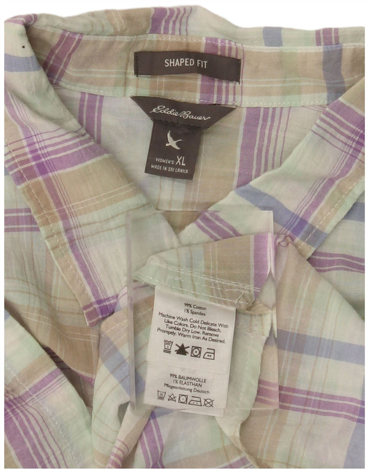 EDDIE BAUER Camicia sagomata da donna UK 18 XL a quadri multicolore